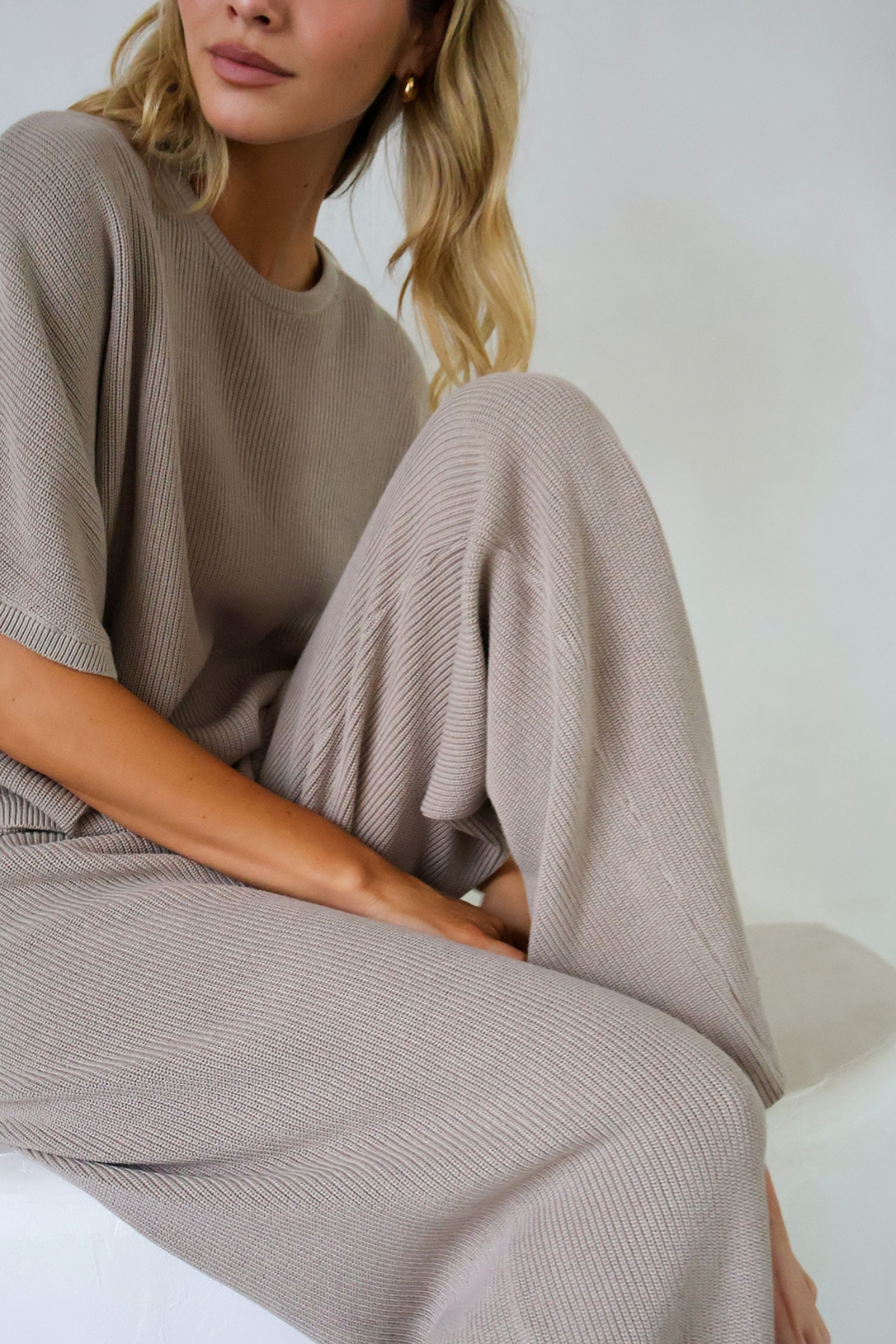 Norfolk 100% Cotton Knit Pant - Sand