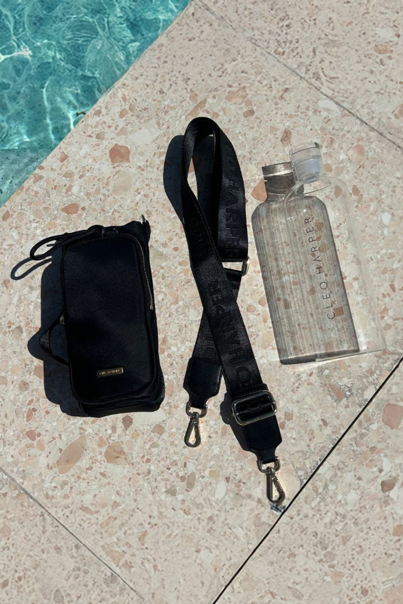 Water Bottle Bag & Bottle - Black - Cleo Harper