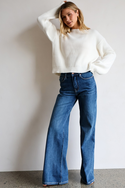 Augusta 100% Cotton Sweater - Ivory