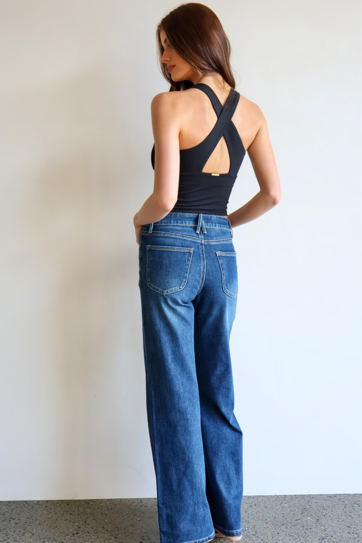 Palazzo Wide Leg Jean - Dark Denim