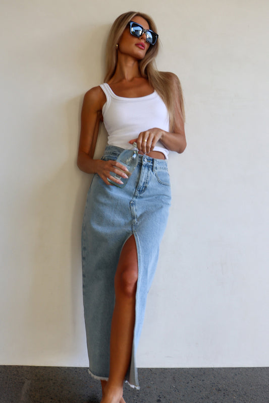 Ryder Denim Skirt - Light Wash