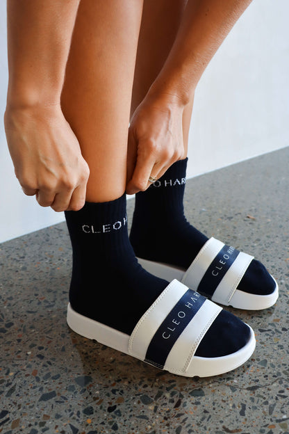 Slides - Navy - Cleo Harper