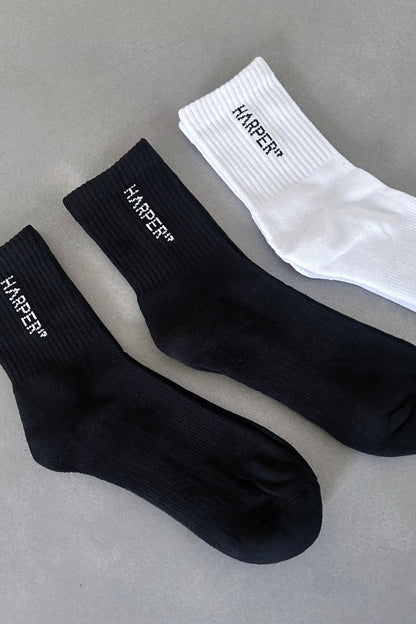 H17 Classic Socks 3 Pack - Short - Black and White - Cleo Harper