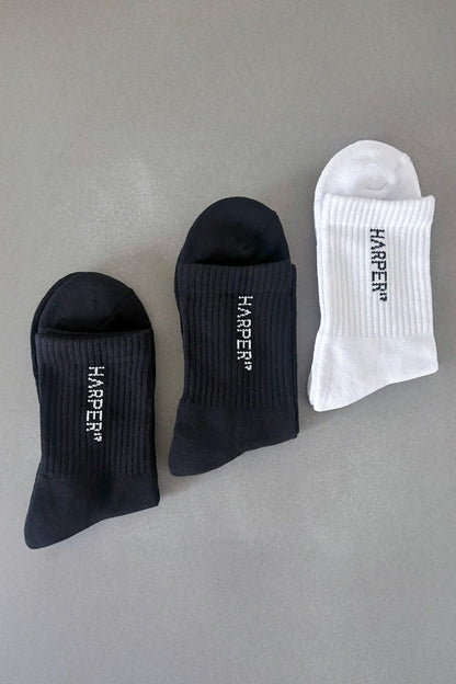 H17 Classic Socks 3 Pack - Short - Black and White - Cleo Harper