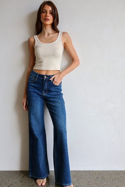 Palazzo Wide Leg Jean - Dark Denim