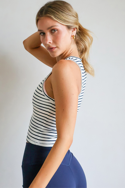 Empower Tank - Navy Stripe