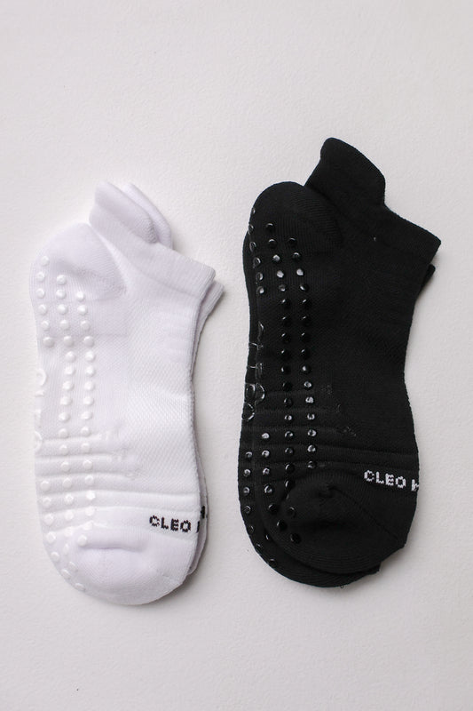Grip Socks 2 Pack - Ankle - Black / White