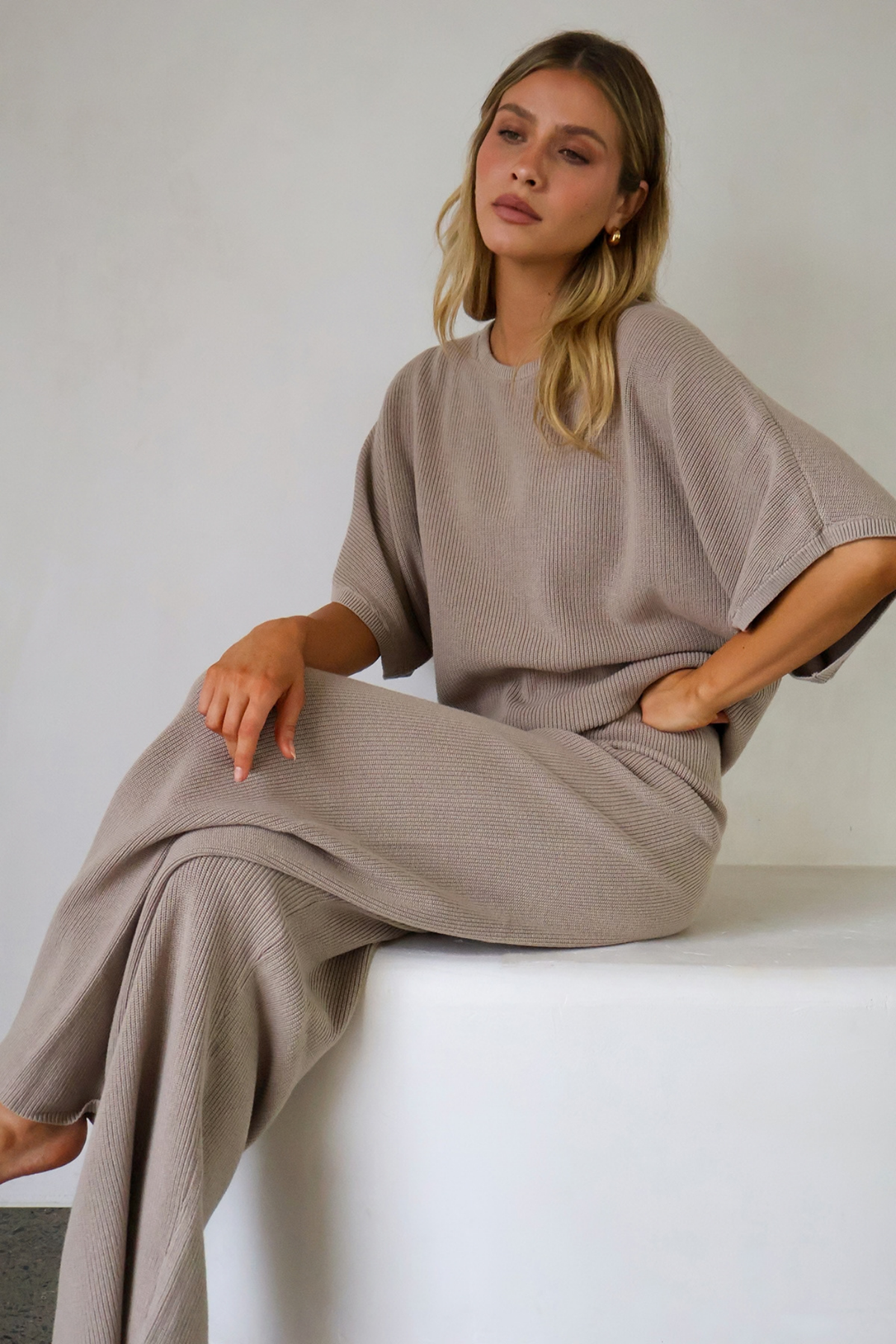 Norfolk 100% Cotton Knit Pant - Sand