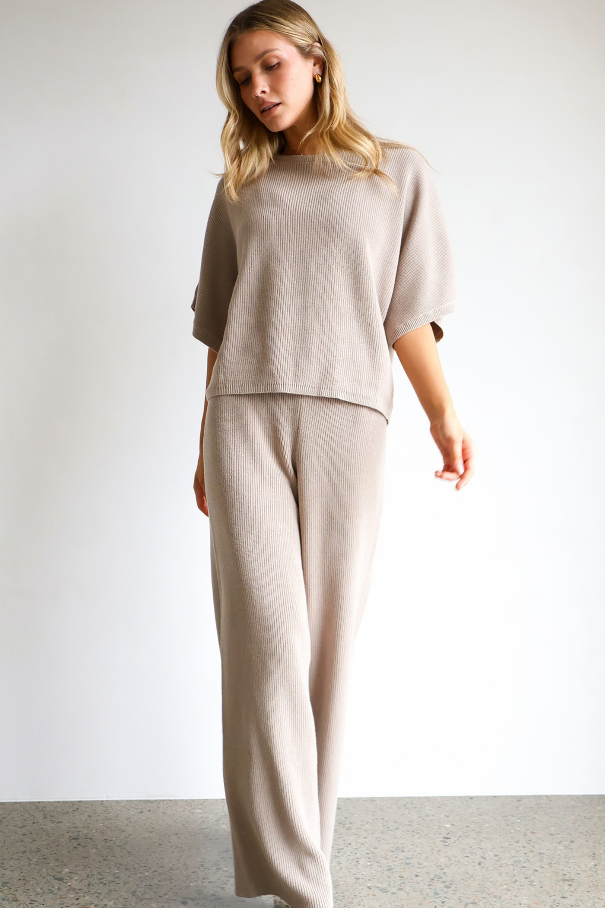Norfolk 100% Cotton Knit Pant - Sand