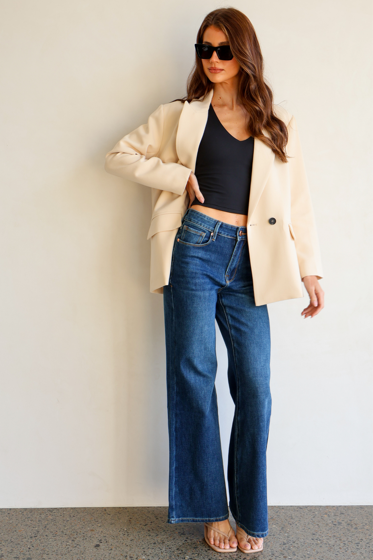 Palazzo Wide Leg Jean - Dark Denim