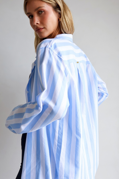 Mabelle 100% Cotton Shirt - Blue Stripe