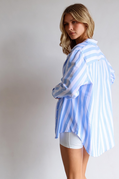 Mabelle 100% Cotton Shirt - Blue Stripe