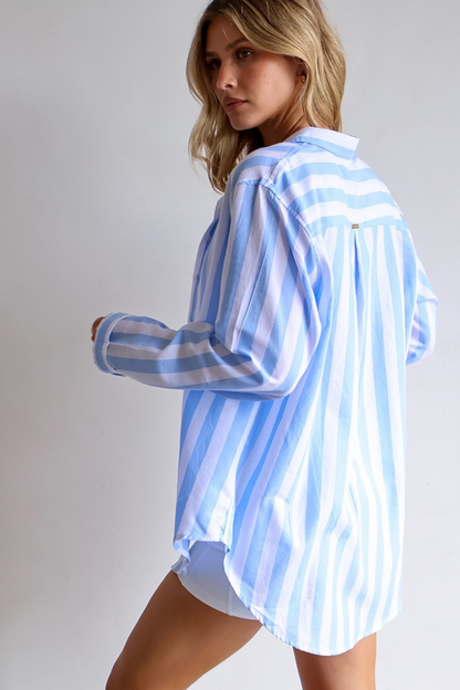 Mabelle 100% Cotton Shirt - Blue Stripe