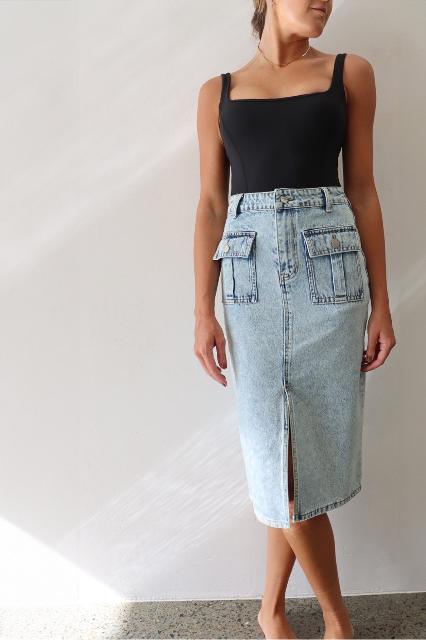 Regency Denim Skirt - Light Wash - Cleo Harper