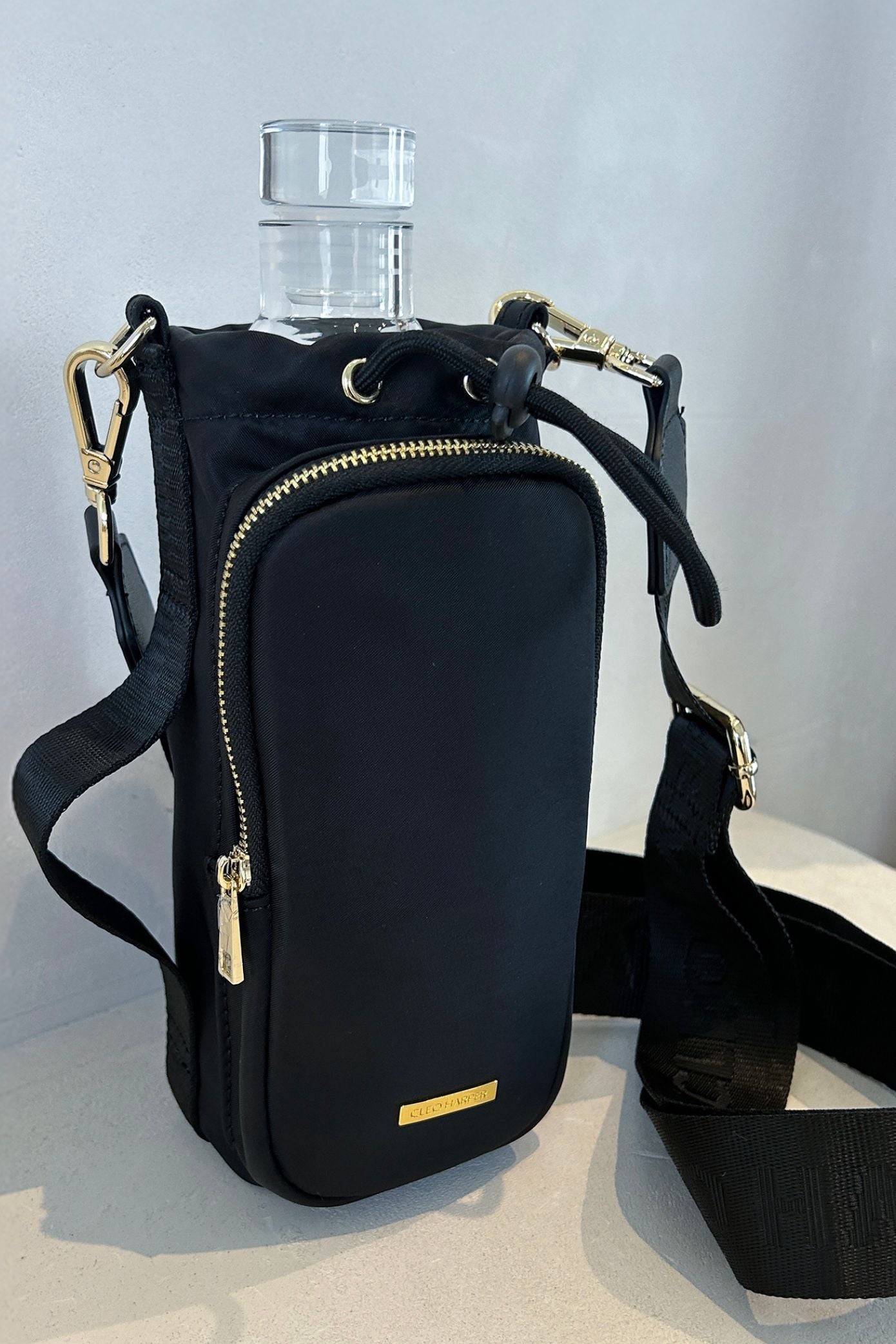 Water Bottle Bag & Bottle - Black - Cleo Harper